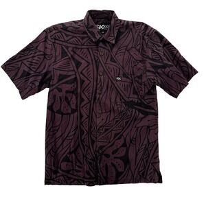 Rix Shirt Mens XS Purple Black Hawaiian Aloha Floral Casual Made Hawaii